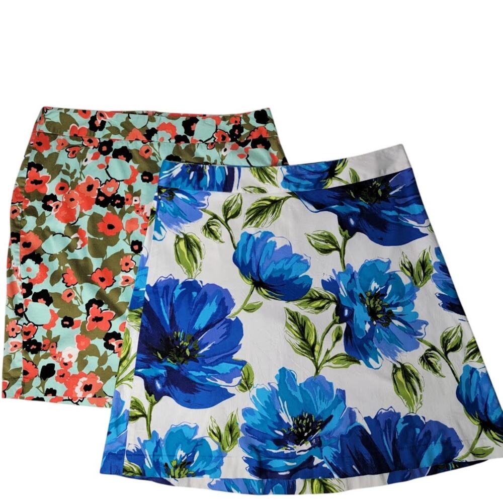 Lane Bryant Floral Skirt Bundle 20 Pencil Stretch Cotton Plus‎ Size Bold Artsy